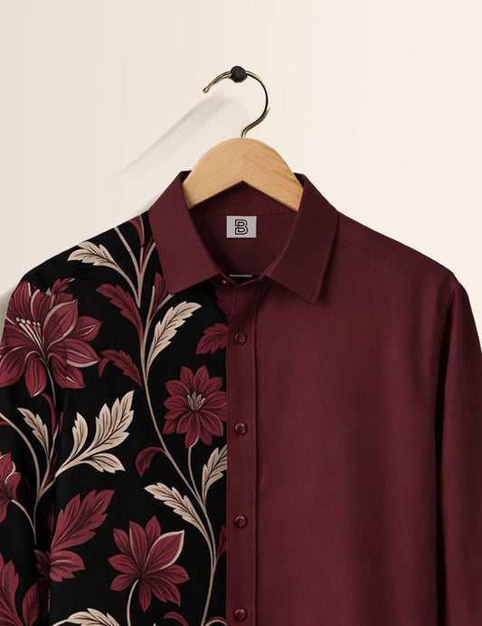 Maroon Mandala Street Style Men’s Premium Full-Sleeve Shirt - XPST