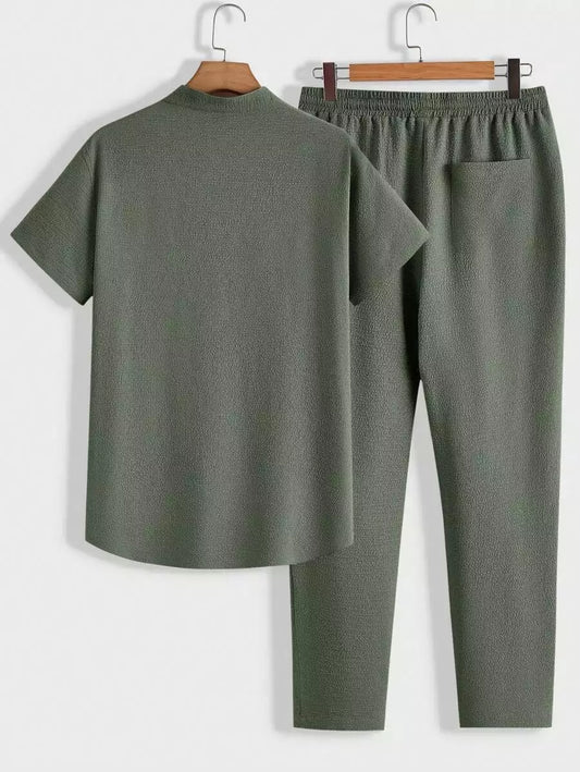 Solid Gray Color Mens Full Set Trouser and Shirt Half Sleeves - XPCRDF