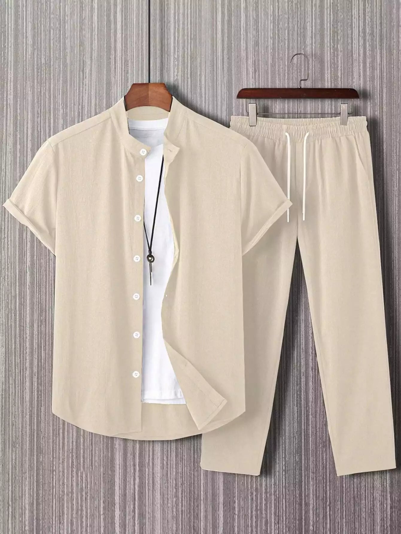 Plain Apricot Mens Full Set Trouser and Shirt Half Sleeves - XPCRDF