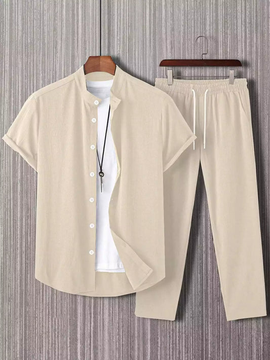 Plain Apricot Mens Full Set Trouser and Shirt Half Sleeves - XPCRDF