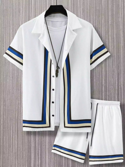 CORDS BLUE BORDER Design Mens Half Sleeves Premium Cords Cotton Material - XPCRDH