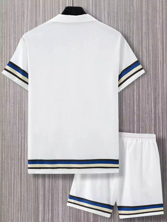 CORDS BLUE BORDER Design Mens Half Sleeves Premium Cords Cotton Material - XPCRDH