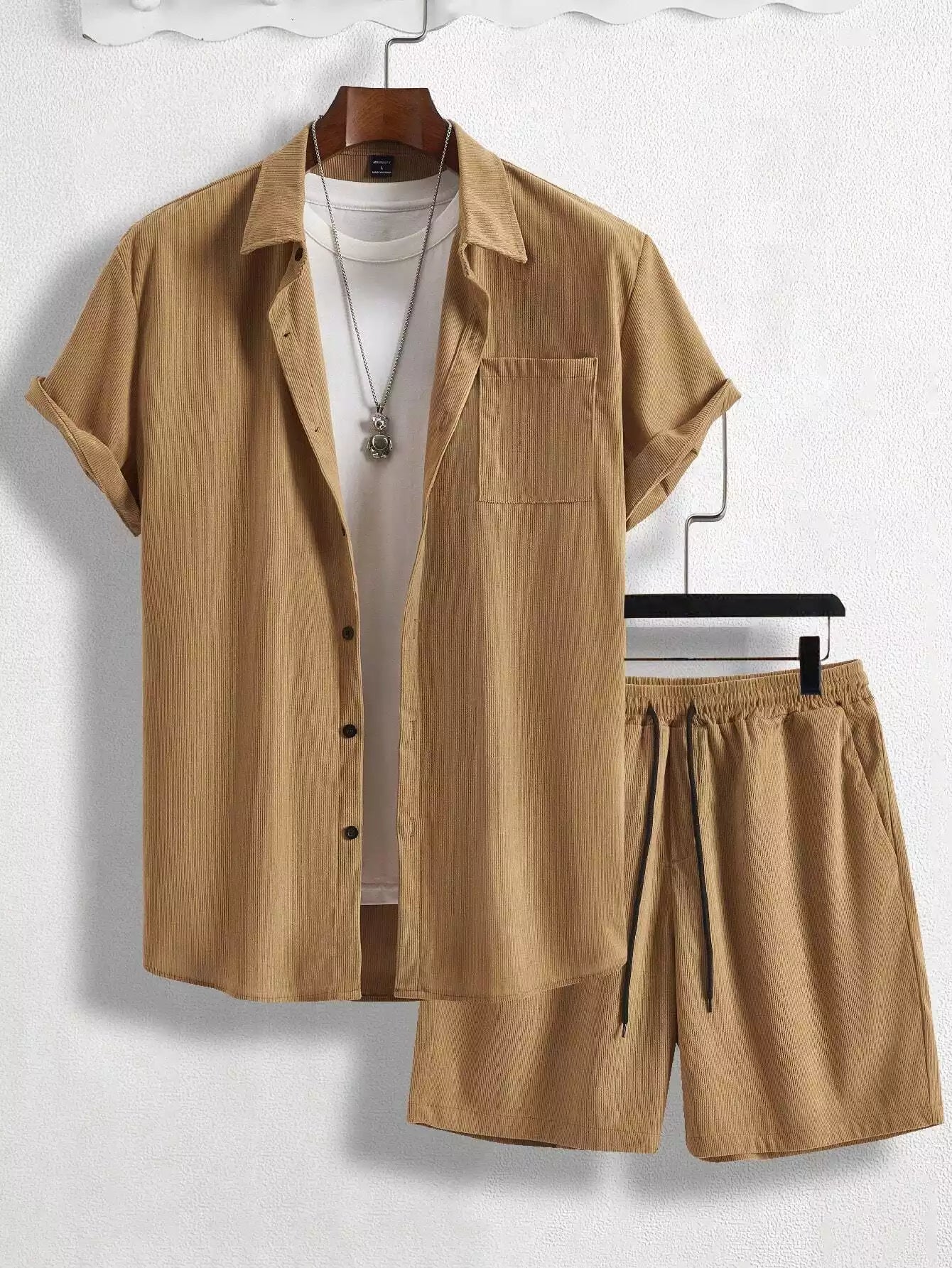 CORDS BROWN POCKET Design Mens Half Sleeves Premium Cords Cotton Material - XPCRDH