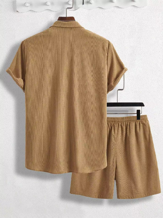 CORDS BROWN POCKET Design Mens Half Sleeves Premium Cords Cotton Material - XPCRDH