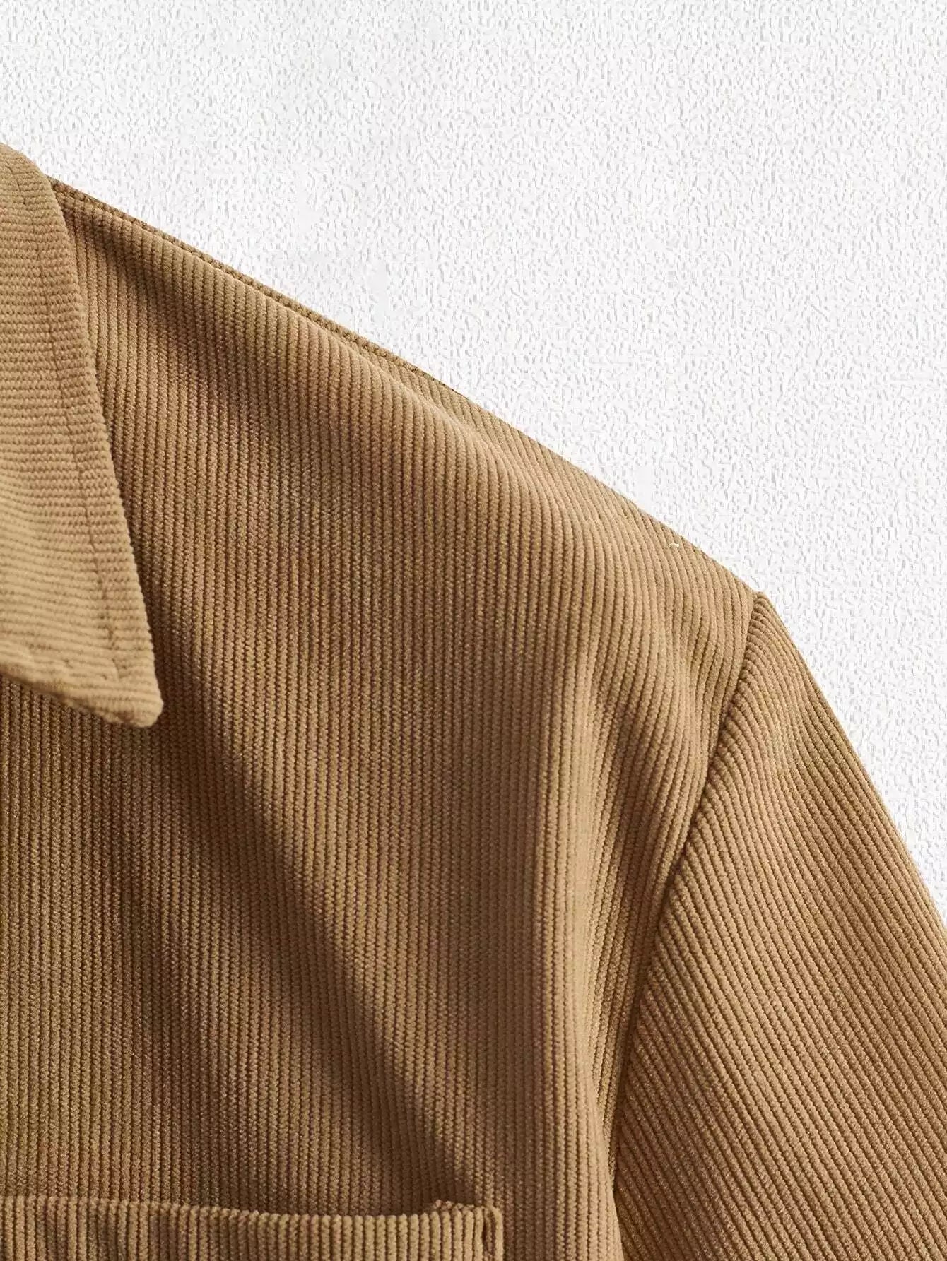 CORDS BROWN POCKET Design Mens Half Sleeves Premium Cords Cotton Material - XPCRDH