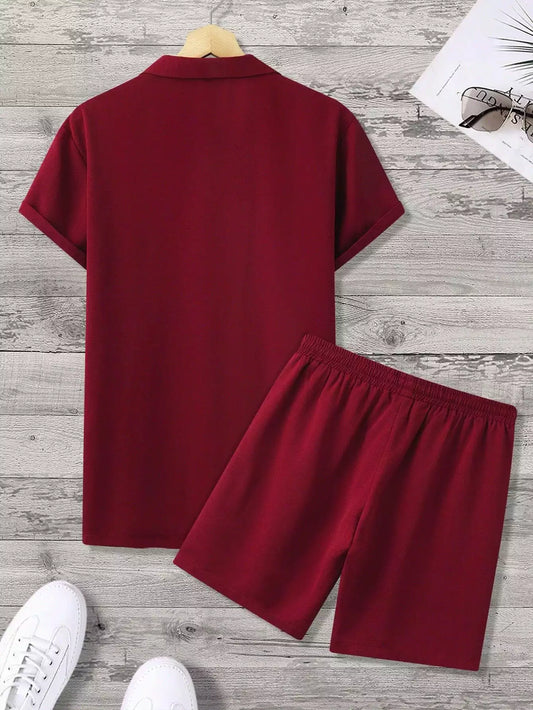 CORDS RED SOLID Design Mens Half Sleeves Premium Cords Cotton Material - XPCRDH