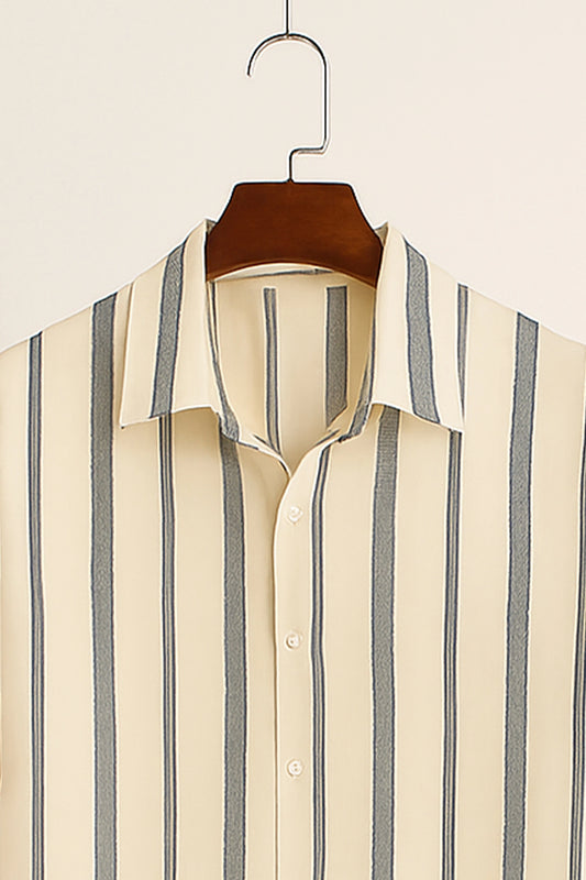 Cream Line Men's Casual Half Sleeve Shirt and Full Pant Set - XPCRDF