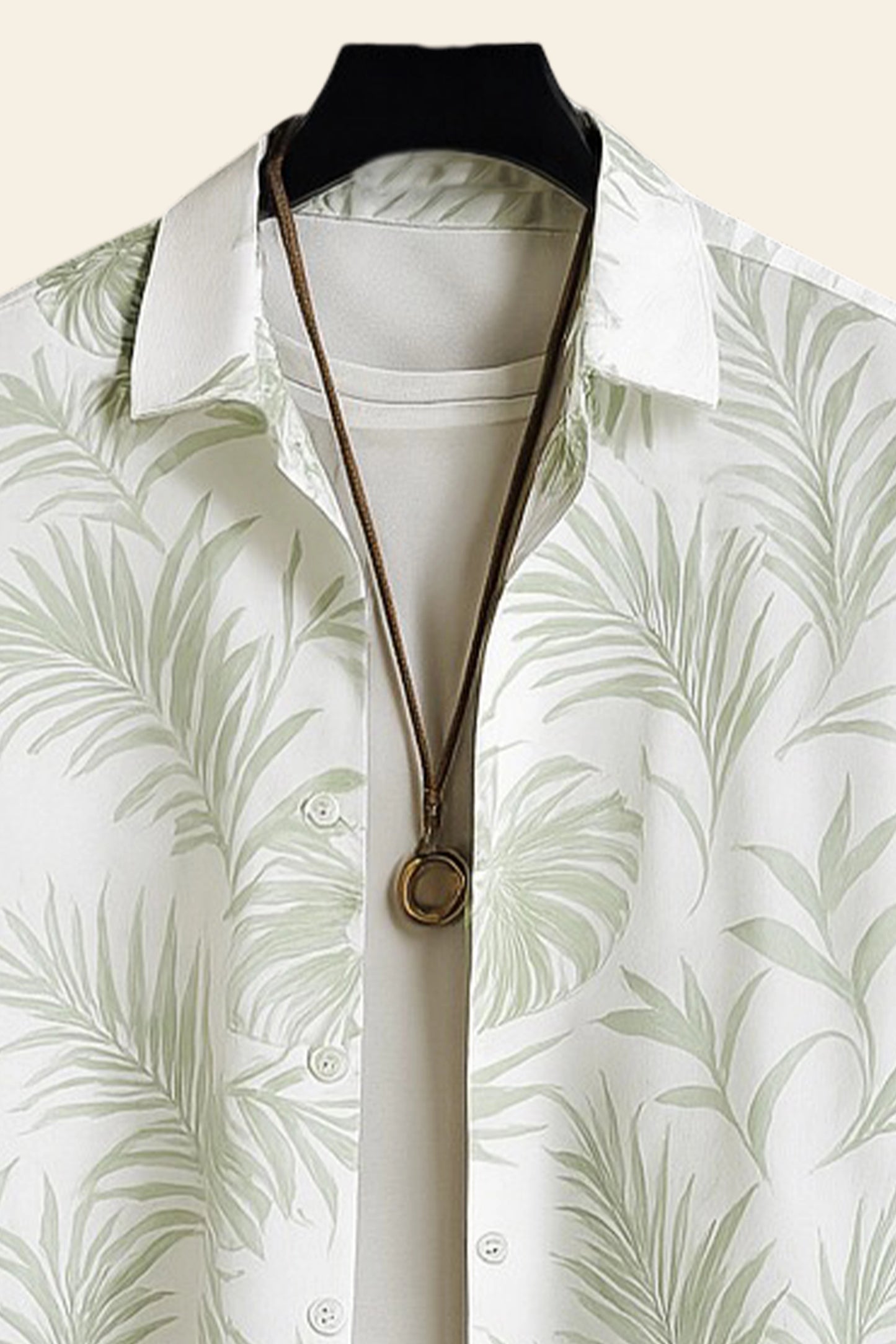 Leafy White Men's Casual Half Sleeve Shirt and Full Pant Set - XPCRDF