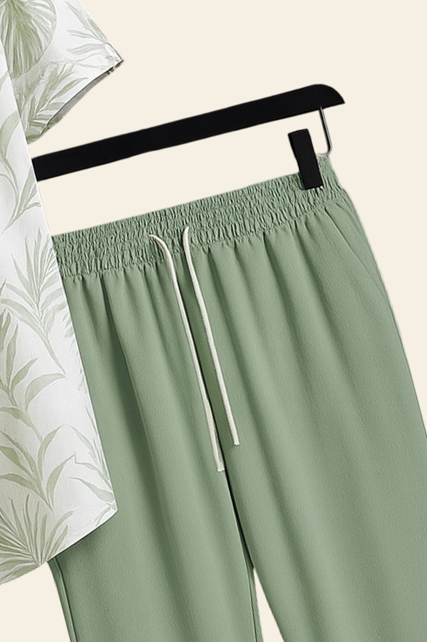 Leafy White Men's Casual Half Sleeve Shirt and Full Pant Set - XPCRDF