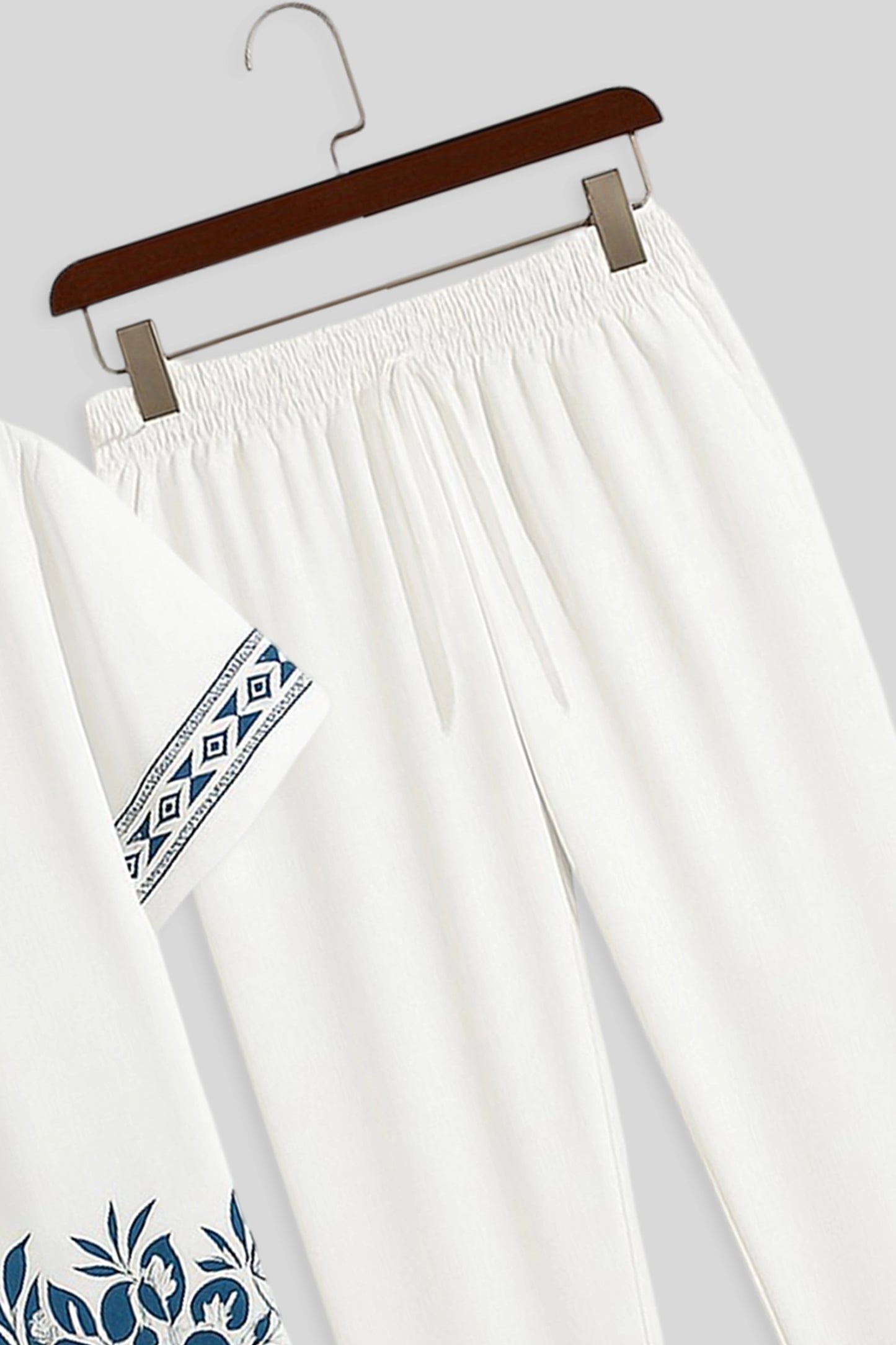 White Border Men's Casual Half Sleeve Shirt and Full Pant Set - XPCRDF