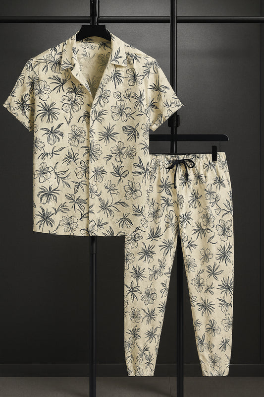 Yellow Mandala Men's Casual Half Sleeve Shirt and Full Pant Set - XPCRDF