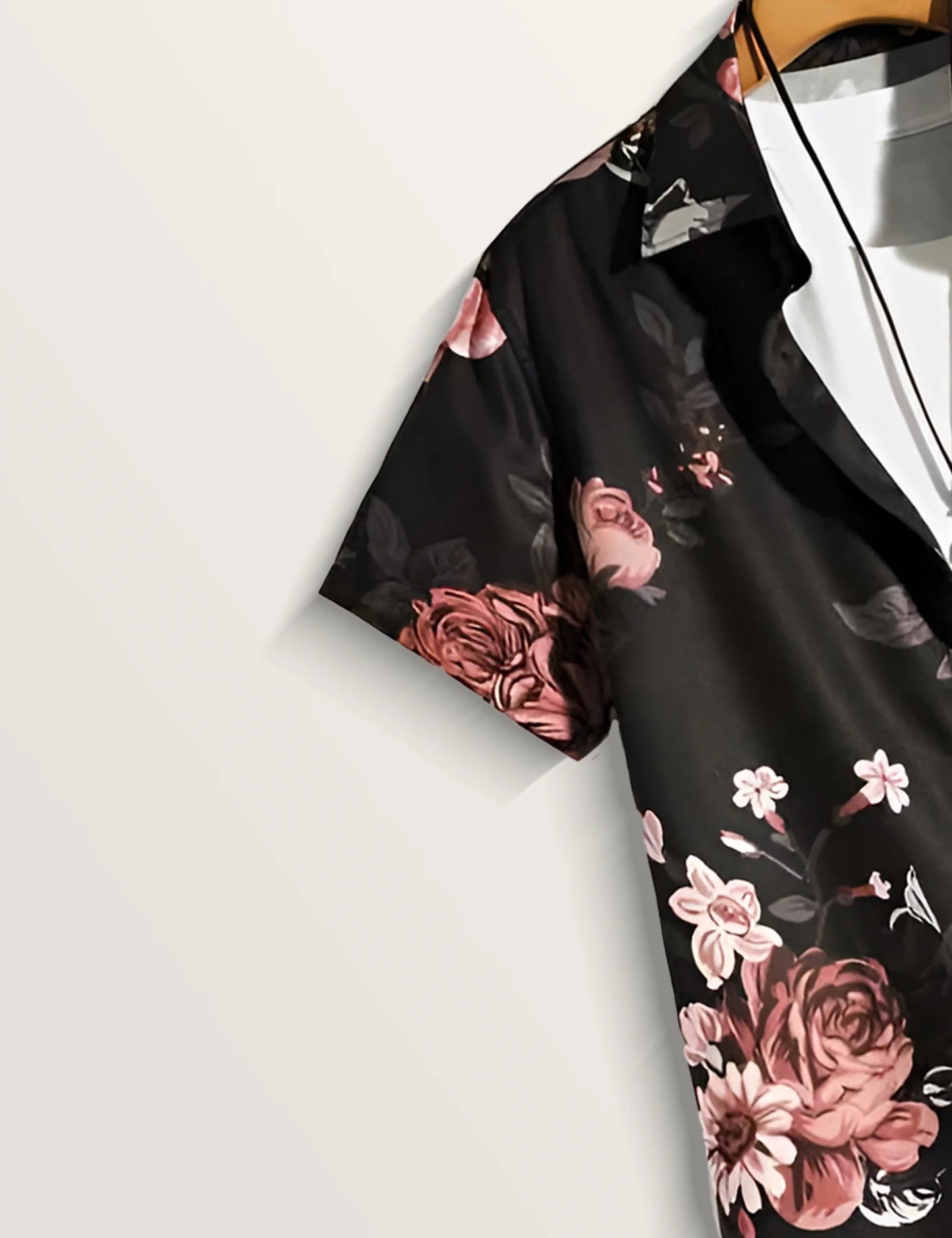 Black Rose Printed Classic Cotton Comfort Shirt for Men - XPST