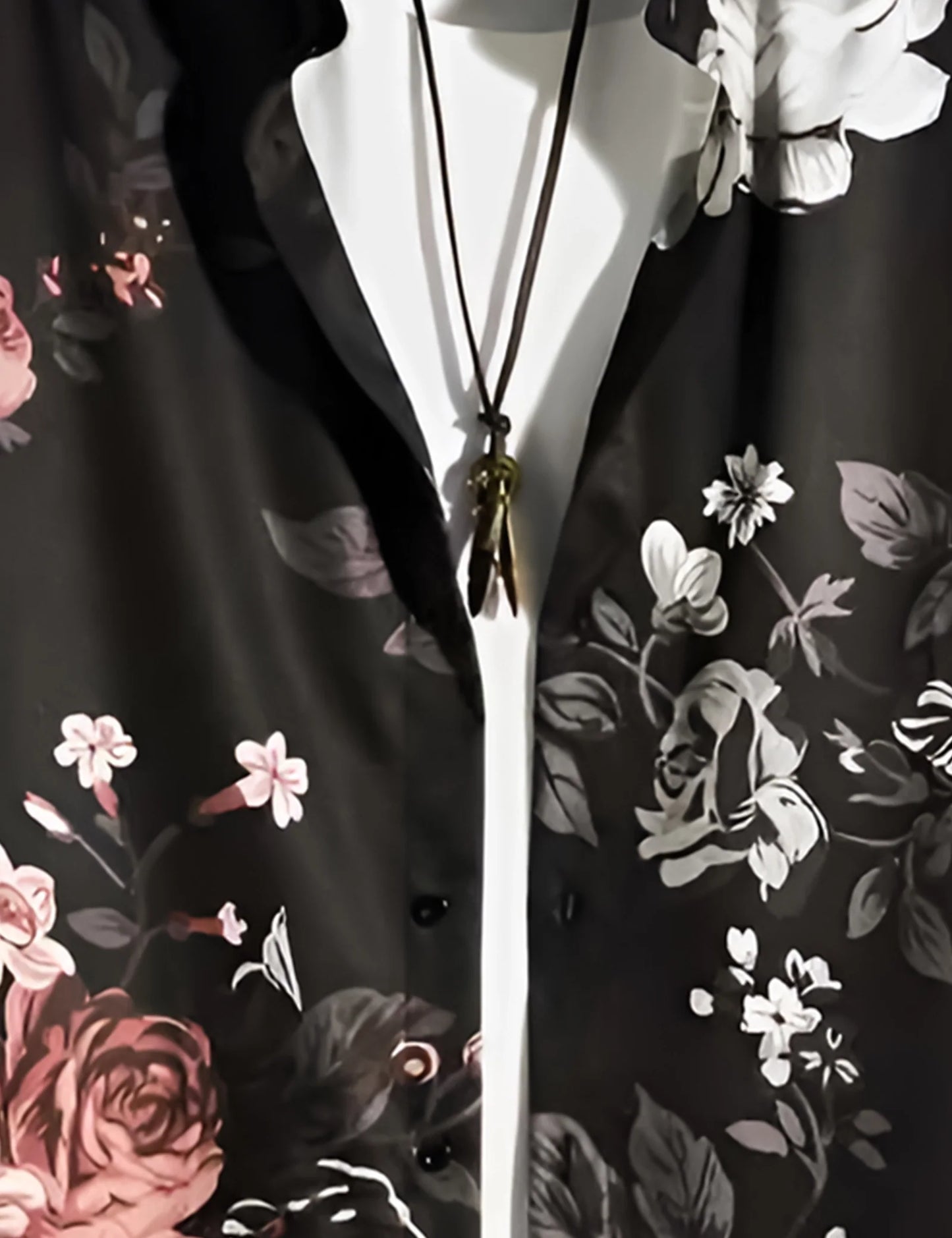 Black Rose Printed Classic Cotton Comfort Shirt for Men - XPST