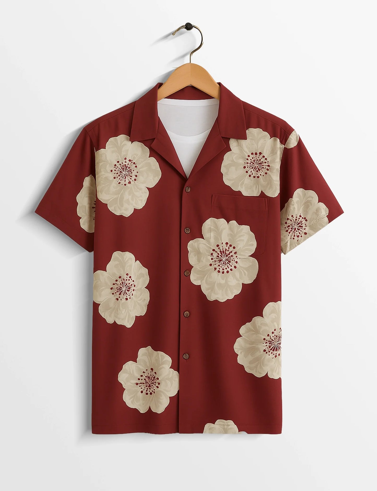 Red Flower SleekFit Cotton Casual Shirt for Men - XPST