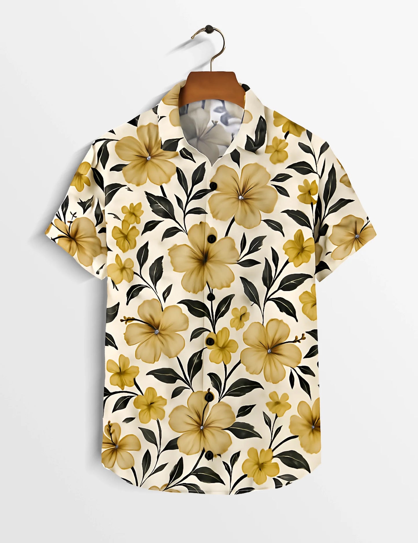 Yellow Floral Soft Touch Cotton Shirt for Men - XPST