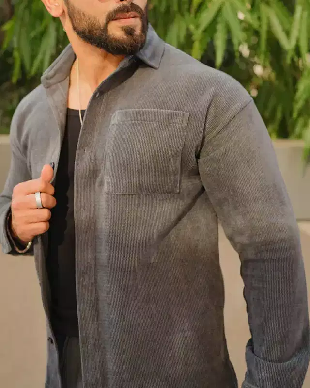 Gray Color Luxury Korean Style Full Co-Ord Set Trouser and Shirt - XPCRDF