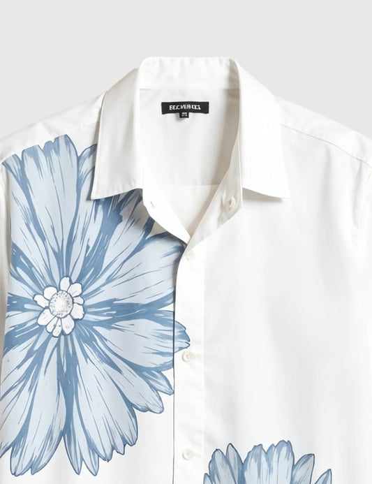 Two Blue Flower Men's Half Sleeves Printed Shirt Exclusive - XPST