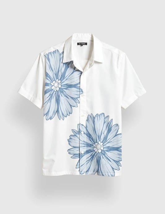 Two Blue Flower Men's Half Sleeves Printed Shirt Exclusive - XPST