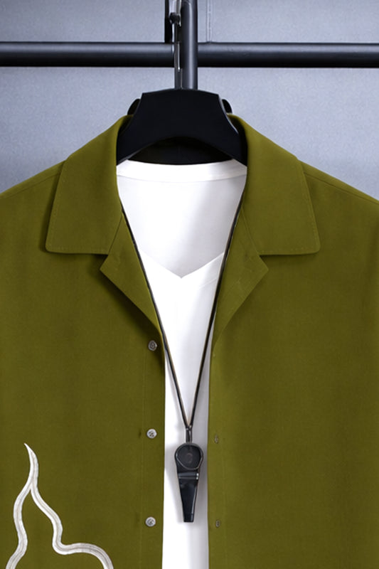 Classy Olive Aura Men's Casual Half Sleeve Shirt and Full Pant Set - XPCRDF