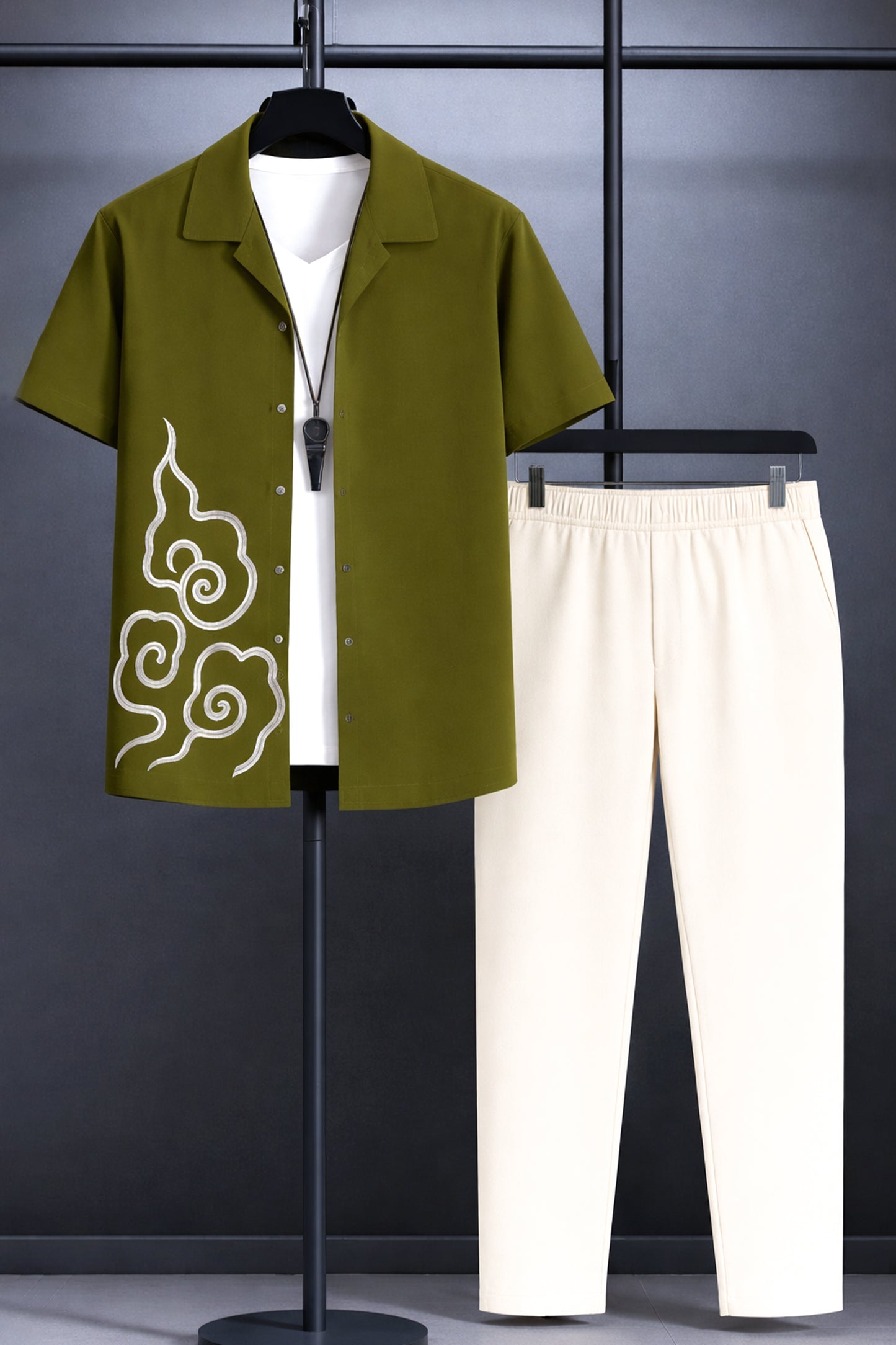 Classy Olive Aura Men's Casual Half Sleeve Shirt and Full Pant Set - XPCRDF