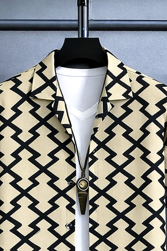 Classy Z Pattern Men's Casual Half Sleeve Shirt and Full Pant Set - XPCRDF