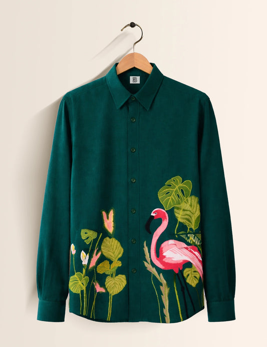 Green Flamingo Street Style Men’s Premium Full-Sleeve Shirt - XPST