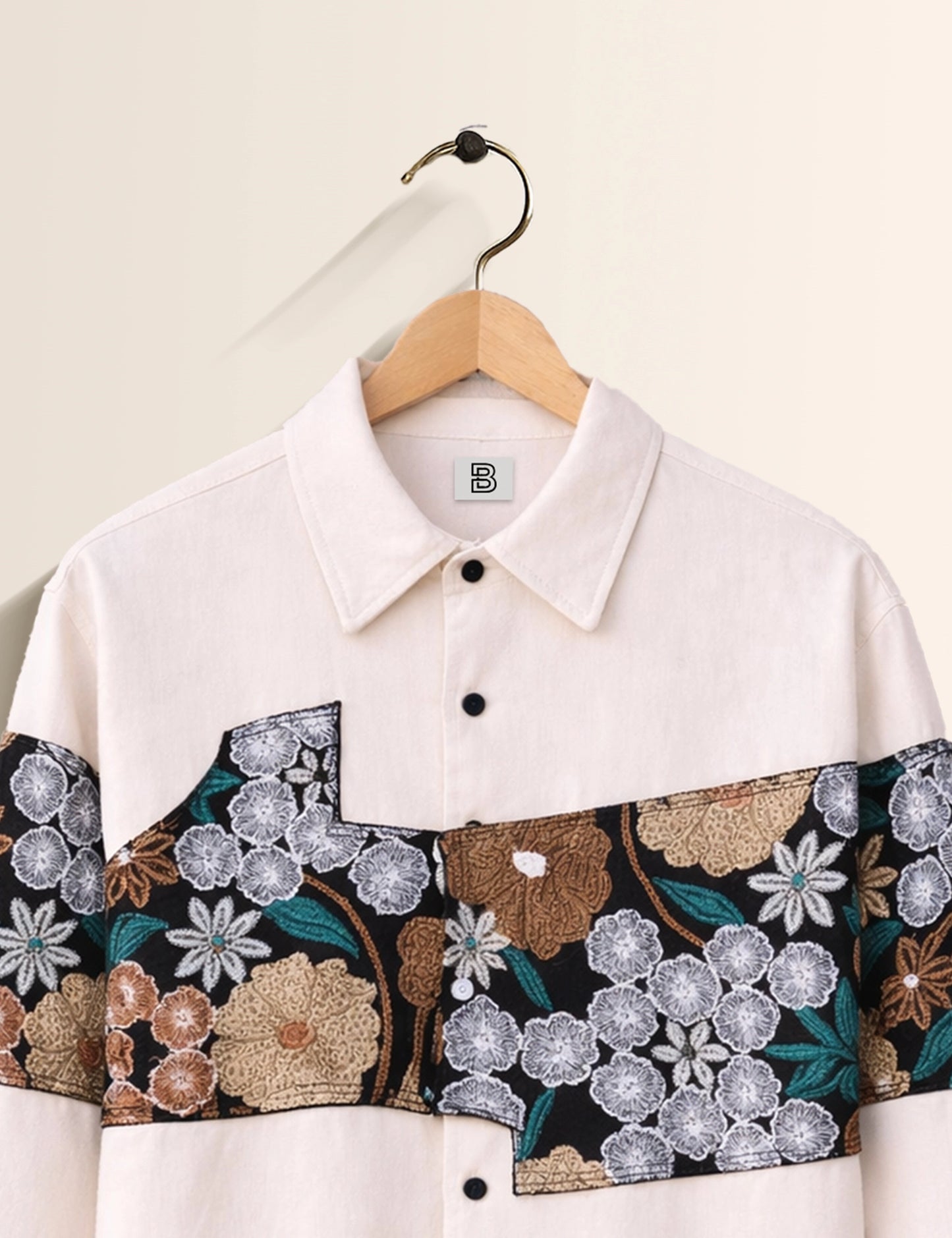Ivory Floral Street Style Men’s Premium Full-Sleeve Shirt - XPST