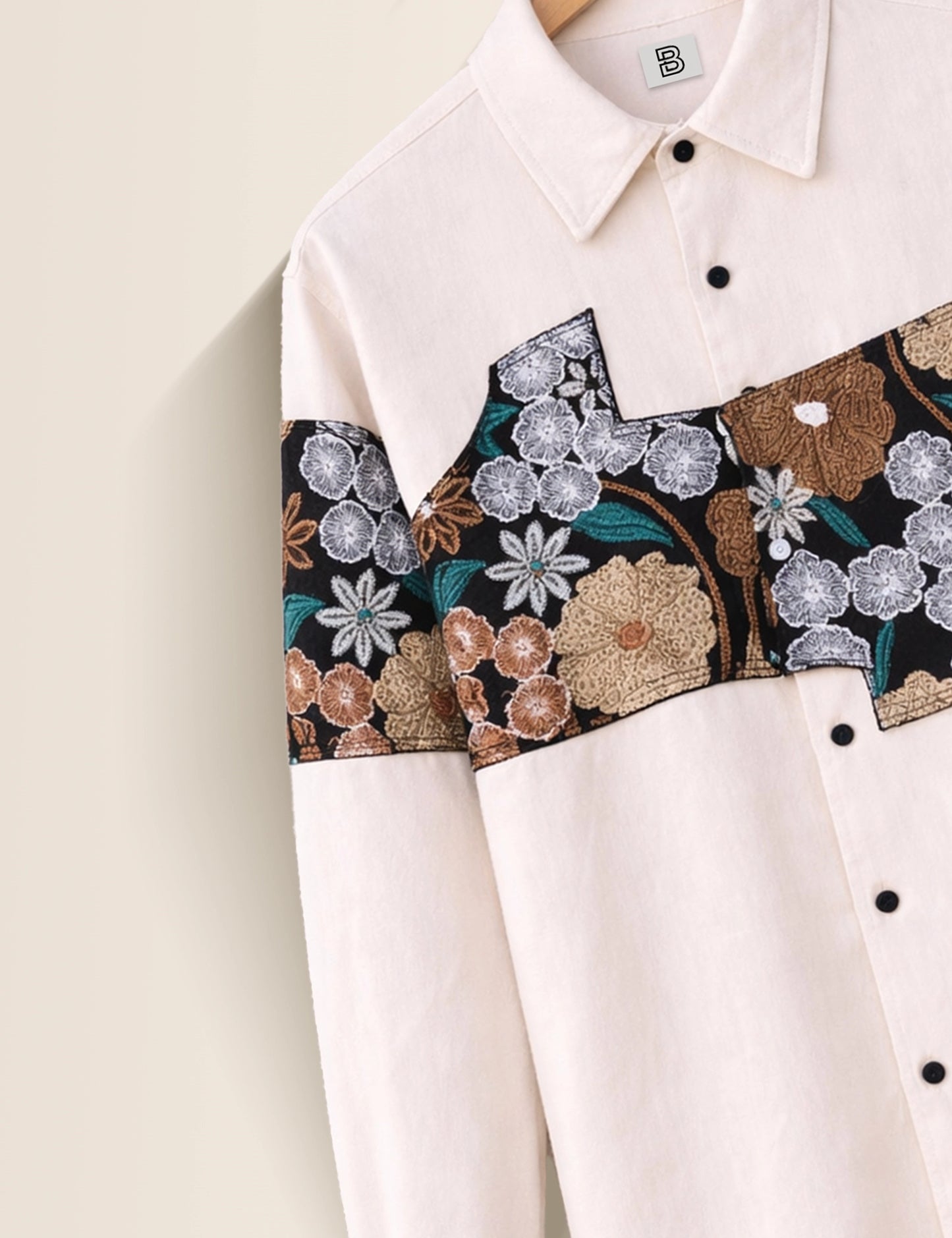 Ivory Floral Street Style Men’s Premium Full-Sleeve Shirt - XPST