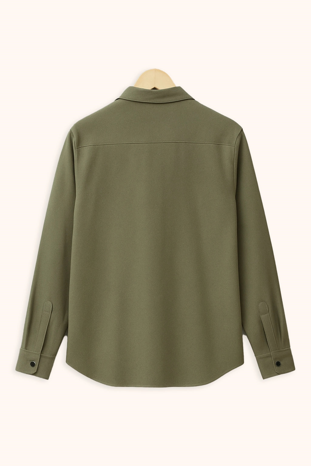 Men Spring And Summer Solid Color Loose Casual Long-Sleeved Shirt Army Green Color - XPST