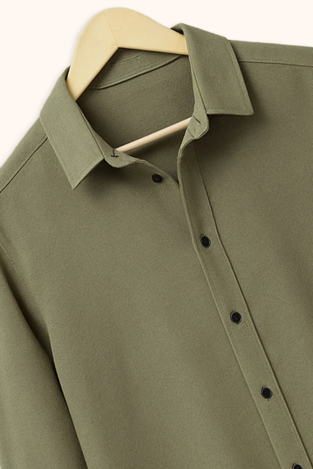 Men Spring And Summer Solid Color Loose Casual Long-Sleeved Shirt Army Green Color - XPST