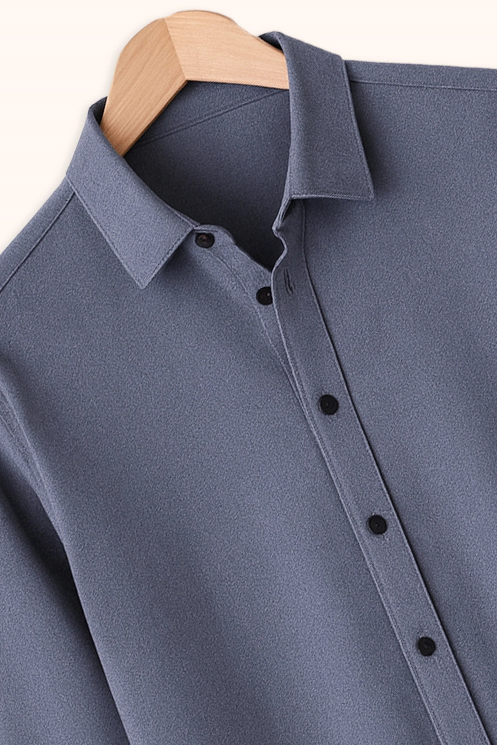 Men Spring And Summer Solid Color Loose Casual Long-Sleeved Shirt Blue Color - XPST