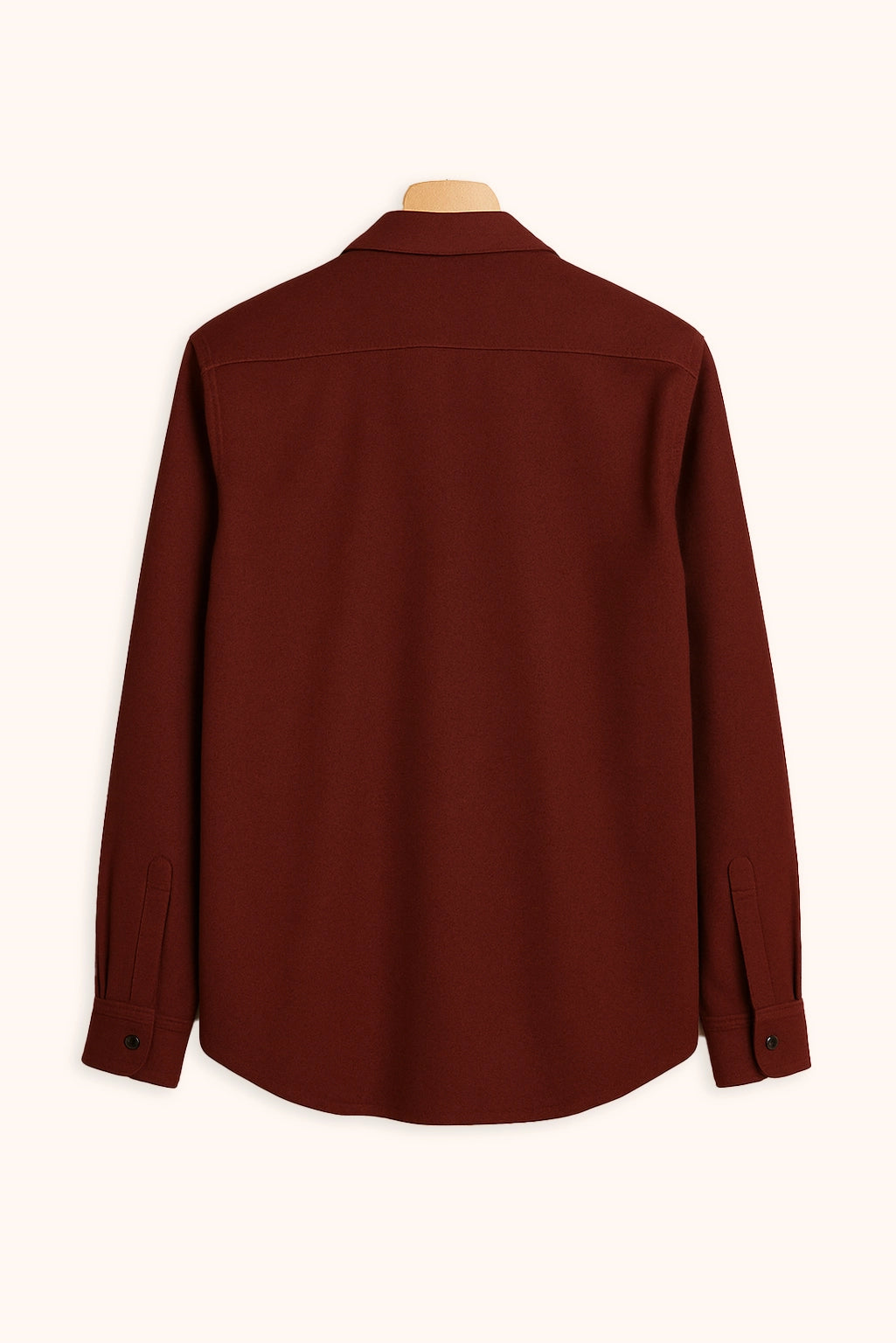 Men Spring And Summer Solid Color Loose Casual Long-Sleeved Shirt Burgundy Color - XPST