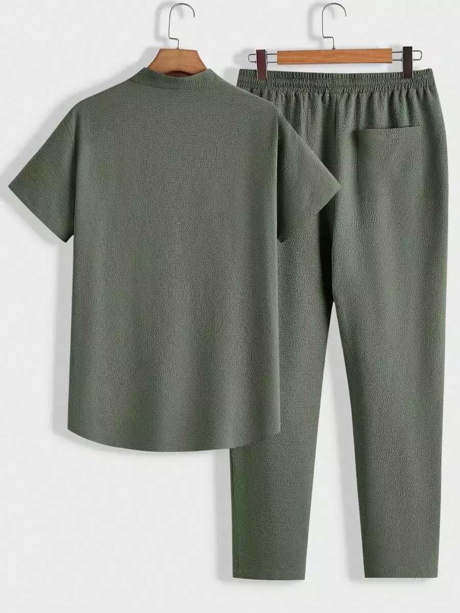 Solid Gray Color Mens Full Set Trouser and Shirt Half Sleeves - XPCRDF