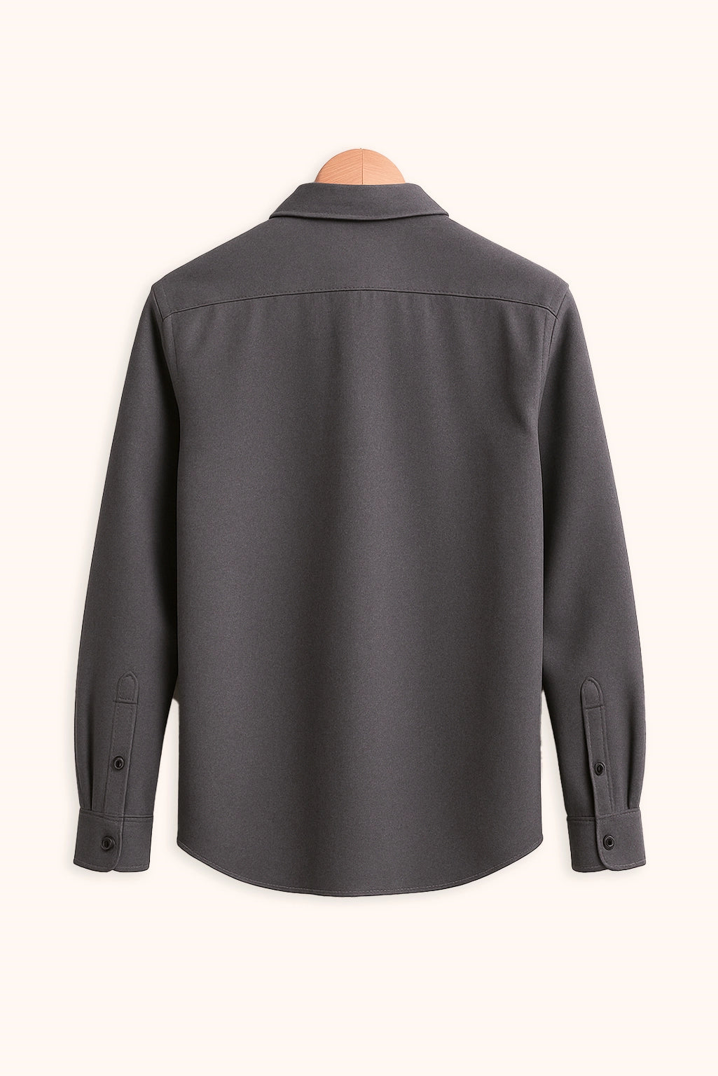 Men Spring And Summer Solid Color Loose Casual Long-Sleeved Shirt Dark Grey Color - XPST
