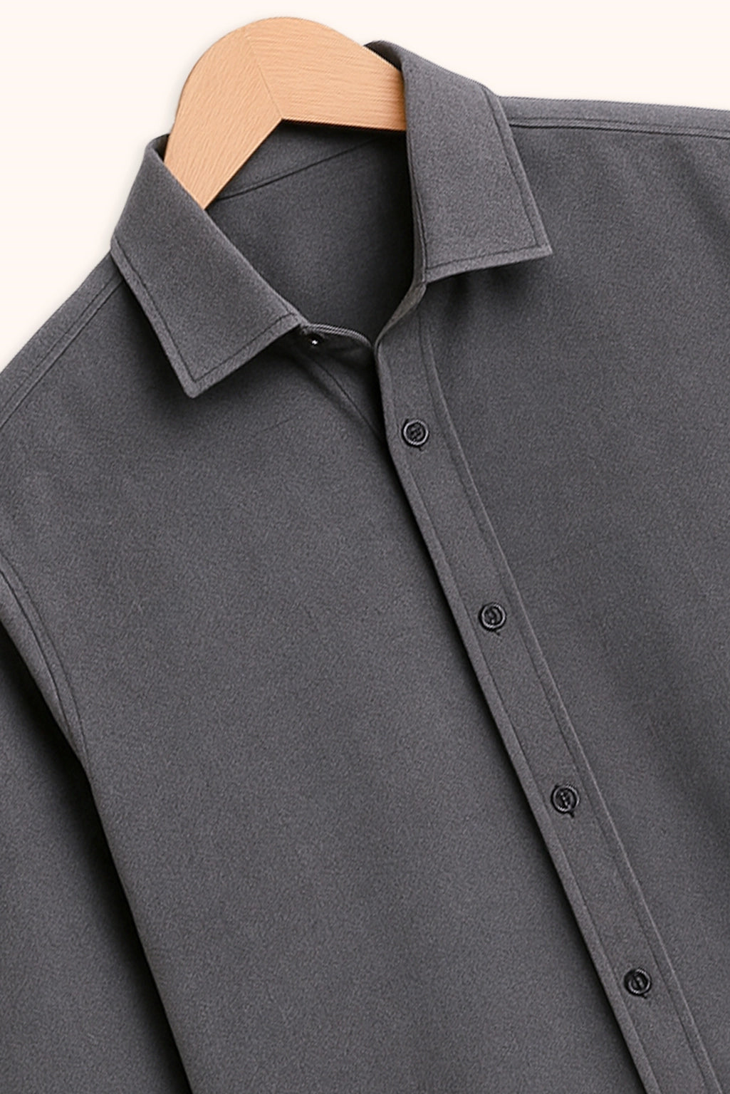 Men Spring And Summer Solid Color Loose Casual Long-Sleeved Shirt Dark Grey Color - XPST