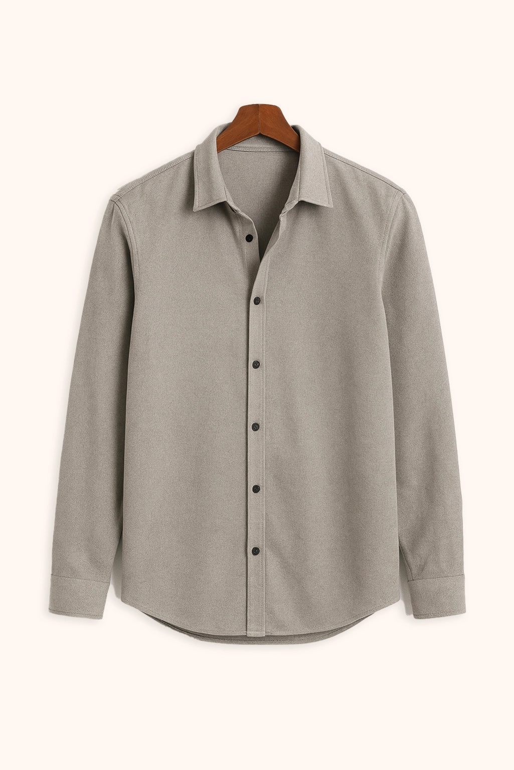 Men Spring And Summer Solid Color Loose Casual Long-Sleeved Shirt Grey Color - XPST