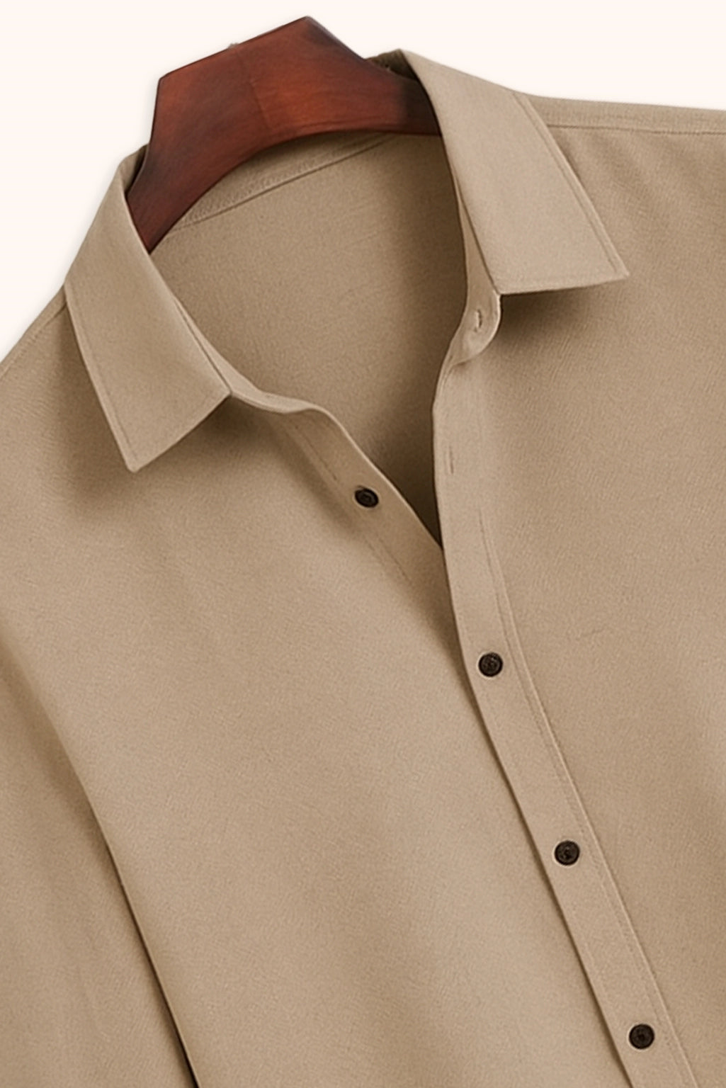 Men Spring And Summer Solid Color Loose Casual Long-Sleeved Shirt Khaki Color - XPST