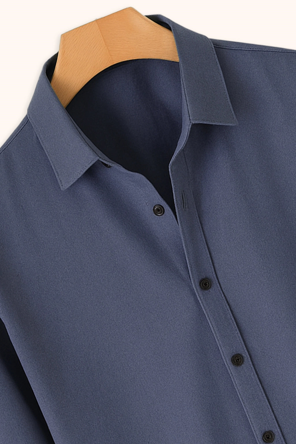 Men Spring And Summer Solid Color Loose Casual Long-Sleeved Shirt Navy Blue Color - XPST