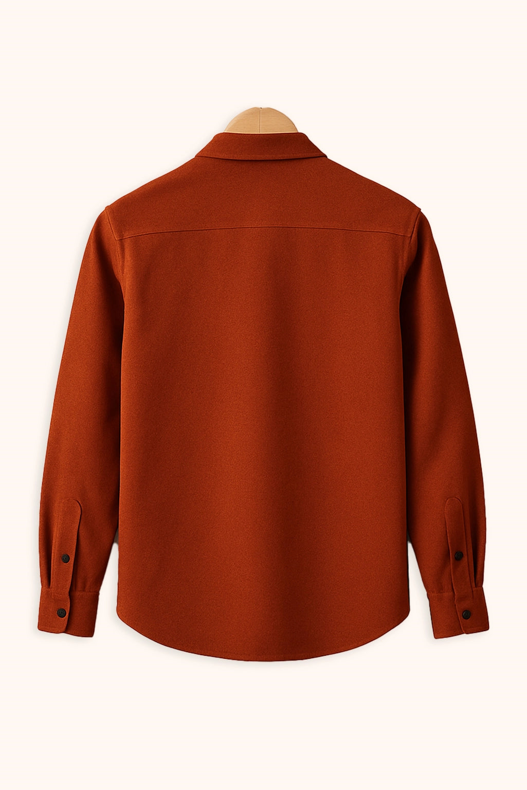 Men Spring And Summer Solid Color Loose Casual Long-Sleeved Shirt Orange Color - XPST