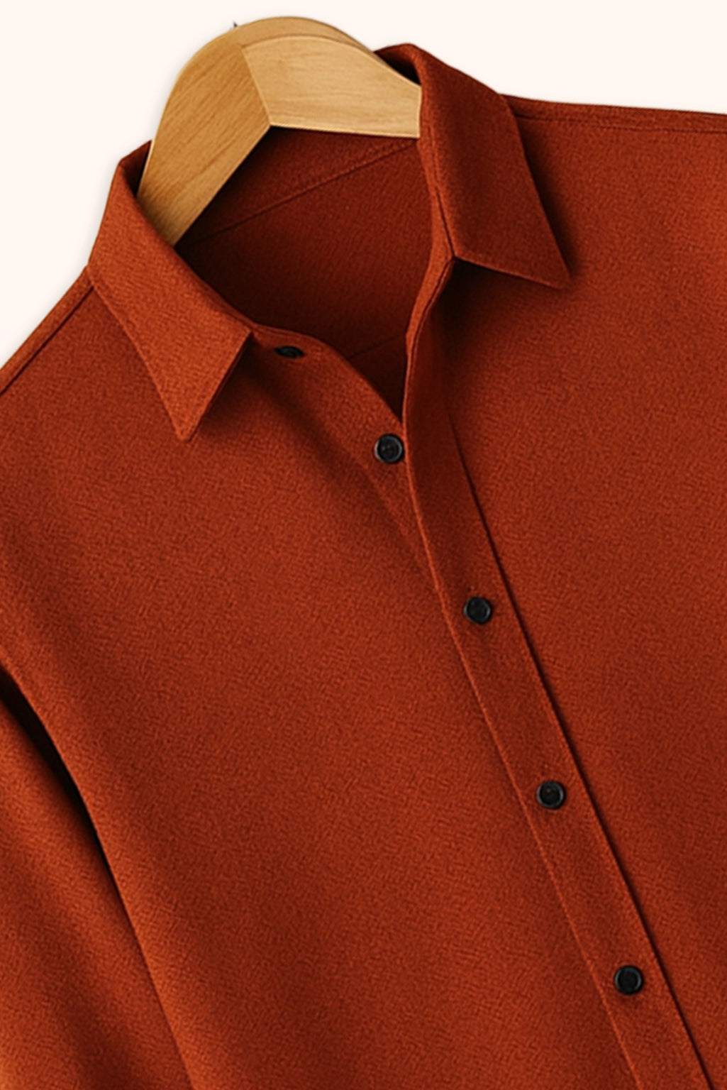 Men Spring And Summer Solid Color Loose Casual Long-Sleeved Shirt Orange Color - XPST