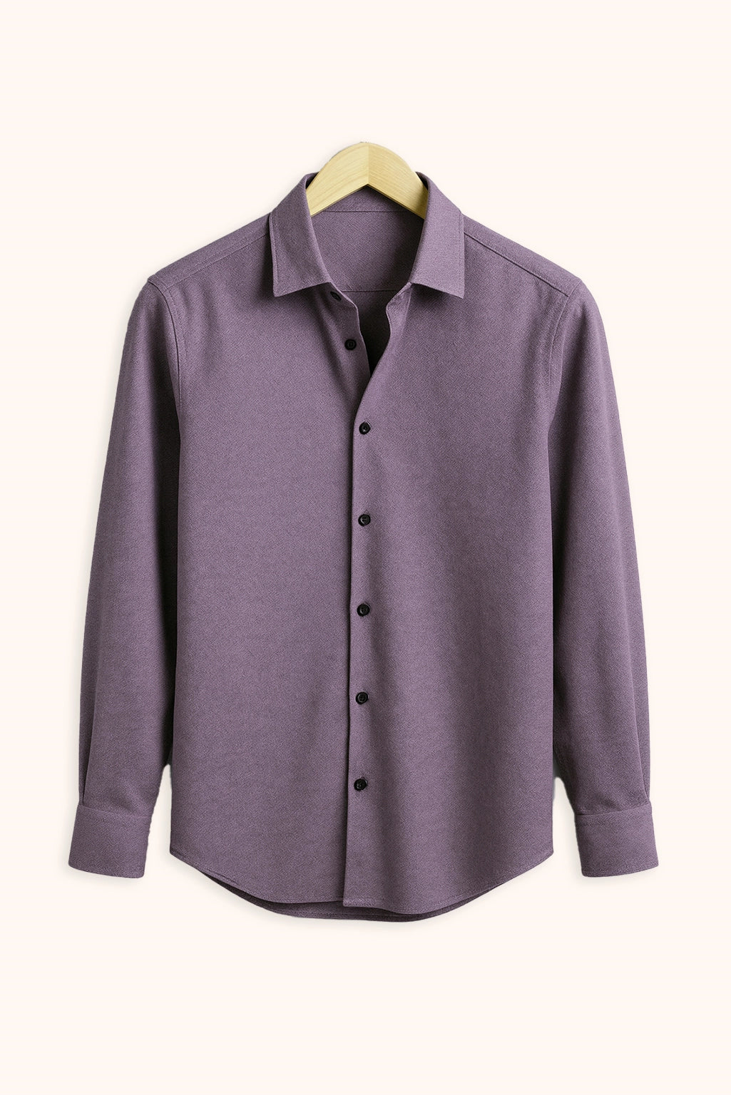 Men Spring And Summer Solid Color Loose Casual Long-Sleeved Shirt Purple Color - XPST