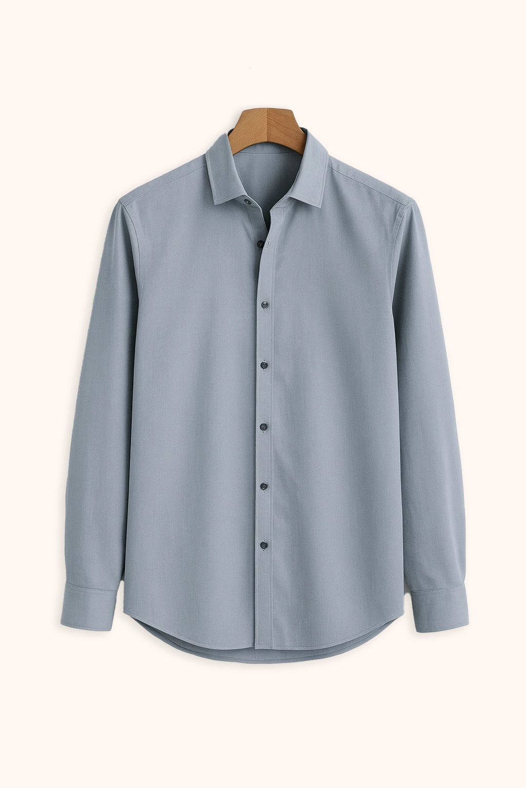 Men Spring And Summer Solid Color Loose Casual Long-Sleeved Shirt Sky Blue Color - XPST