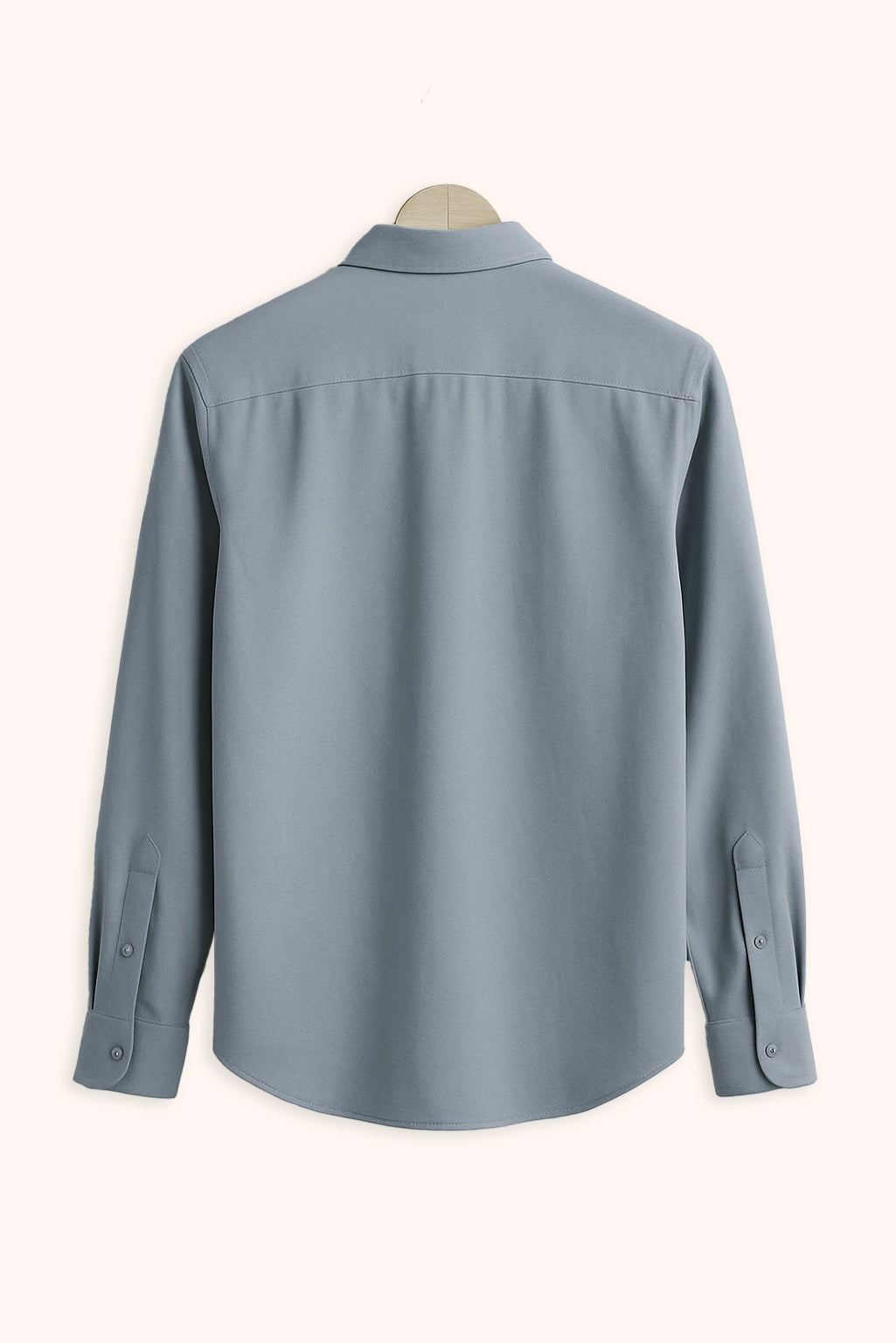 Men Spring And Summer Solid Color Loose Casual Long-Sleeved Shirt Sky Blue Color - XPST