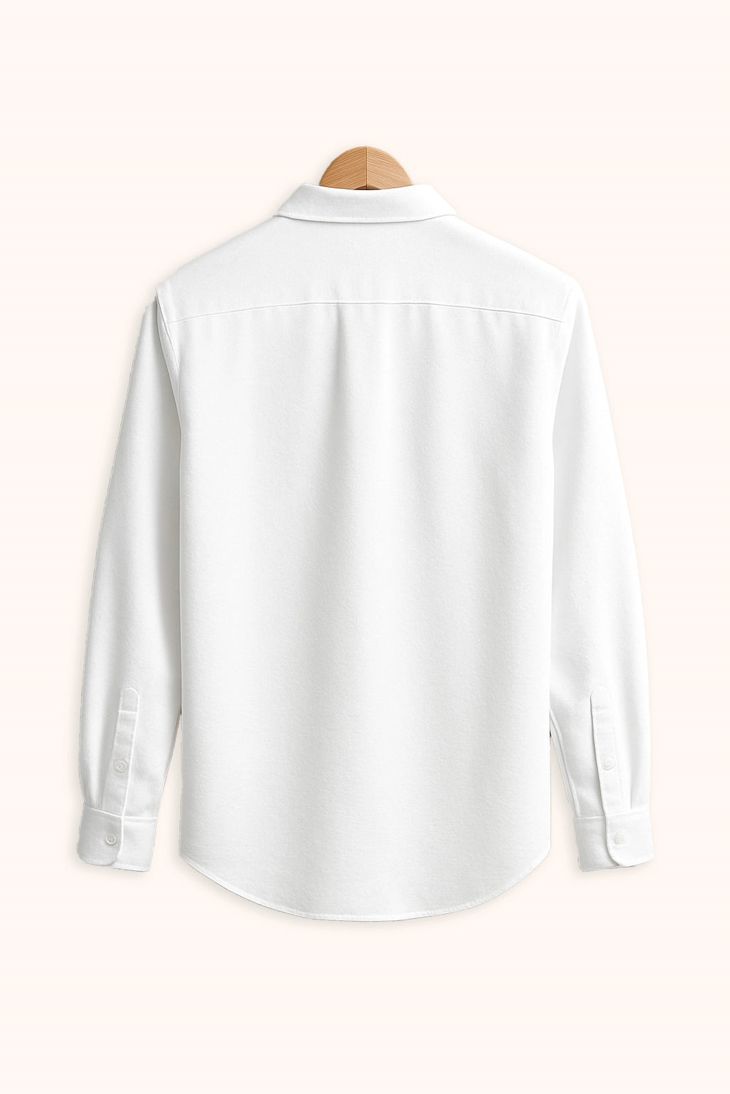 Men Spring And Summer Solid Color Loose Casual Long-Sleeved Shirt White Color - XPST